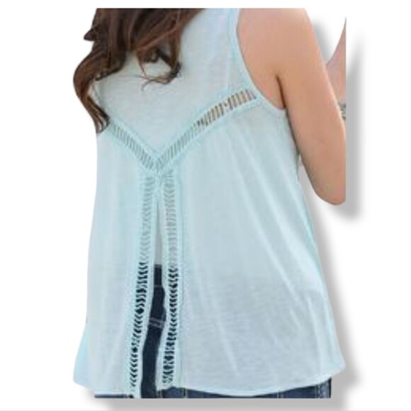 Cruel Girl Denim Western Tank top Crochet Trim Light Blue size XS - Picture 2 of 8